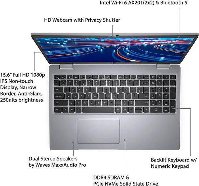 Alt view image 3 of 5 - DELL LATITUDE 5520 15.5" FHD INTEL 11TH GEN CORE I5-1145G7 2.60 GHZ - 16GB RAM, 512GB SSD - Touchscreen, Backlit Keyboard, Fingerprint Reader, Webcam, Bluetooth - Windows 11 Pro
