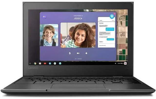 Alt view image 4 of 5 - Lenovo Chromebook 100e 81ER0002US 11.6" - Intel Celeron N3350 1.10GHz, 4GB RAM, Flash Embedded 32GB eMMC, No Optical, Chrome OS - Webcam - Bluetooth