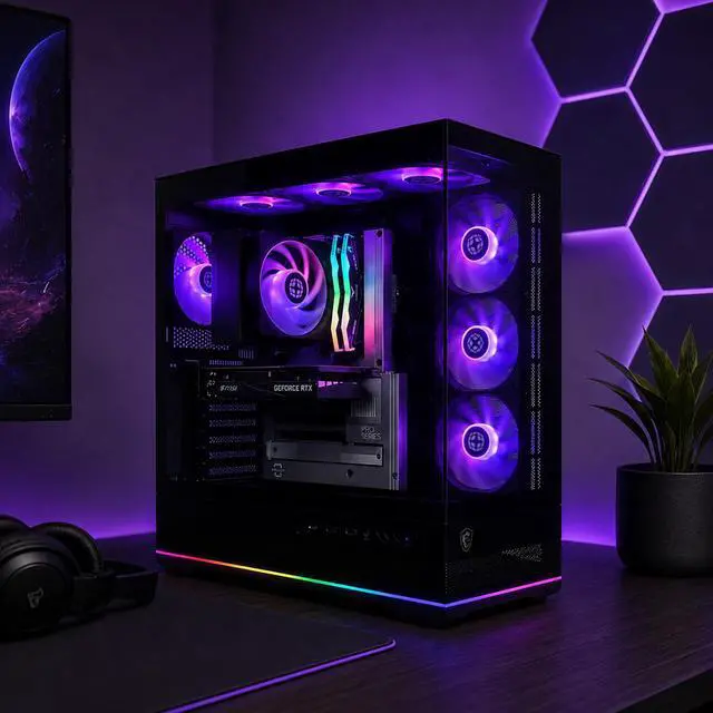 Alt view image 2 of 7 - Project Zero Pano Dark Essential Gaming PC, Intel Core Ultra 5 225F, RTX 3050, 32GB DDR5, 2TB SSD