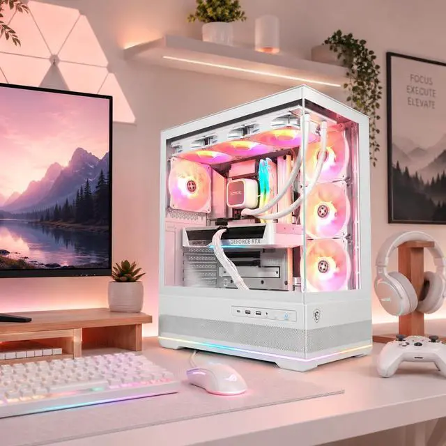 Alt view image 2 of 7 - XOTIC PC Project Zero Pano Ghost Gaming PC, NVIDIA GeForce RTX 5070, Core Ultra 7 265K, 32GB DDR5, 1TB SSD