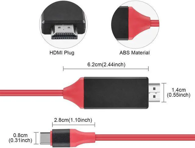 Alt view image 4 of 4 - ABLEGRID 6ft USB-C Type C to HDMI HDTV TV Cable Adapter For Samsung Galaxy S9/S9+ Plus