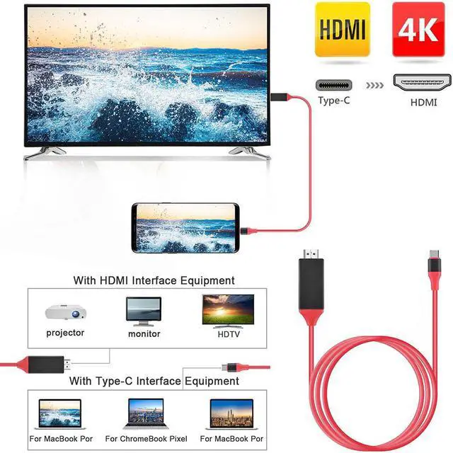 Alt view image 3 of 4 - ABLEGRID 6ft USB-C Type C to HDMI HDTV TV Cable Adapter For Samsung Galaxy S9/S9+ Plus