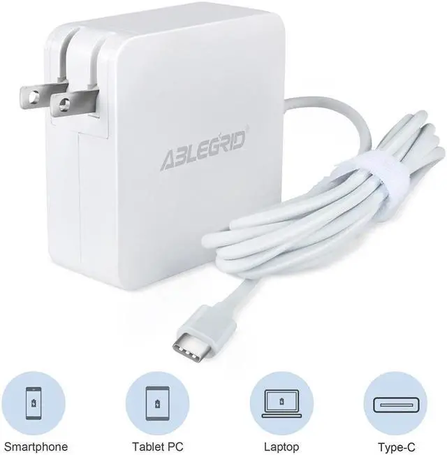Alt view image 2 of 4 - ABLEGRID White 65W USB Type-C AC Charger For Samsung Galaxy Book Flex 2-in-1 NP930QCG-K01US PSU