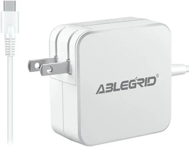 Alt view image 2 of 3 - ABLEGRID White 45W USB Type-C AC Adapter Charger For Lenovo Chromebook C340-11 Type 81TA Power