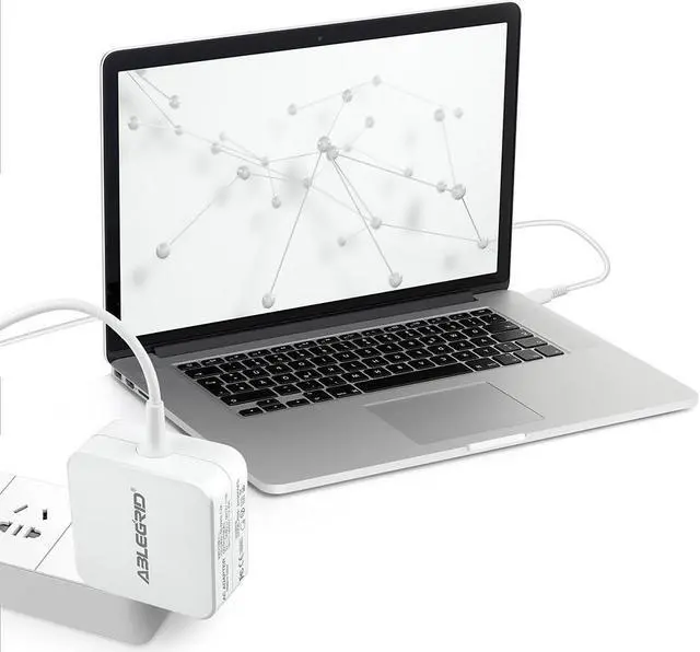 Alt view image 3 of 3 - ABLEGRID White 45W USB Type-C AC Adapter Charger For Lenovo Chromebook C340-11 Type 81TA Power