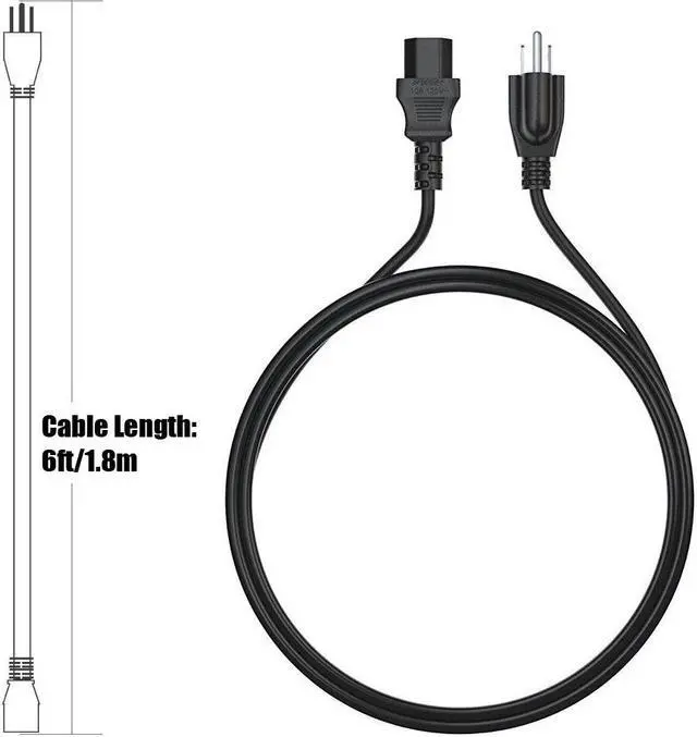 Alt view image 2 of 4 - ABLEGRID 6ft/1.8m UL Listed AC Power Cord Outlet Socket Cable Plug Lead for ACER AL2216W 2216WBD 2216W BD 22 WideScreen LCD Monitor
