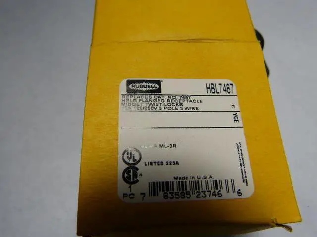 Alt view image 2 of 5 - HUBBELL WIRING DEVICE-KELLEMS HBL7487 Midget Flanged Locking Receptacle, ML-3R,