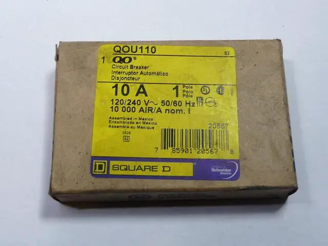 Alt view image 2 of 7 - SQUARE D QOU110 Miniature Circuit Breaker, QO Series, 10A, 1 Pole, 120/240V AC,