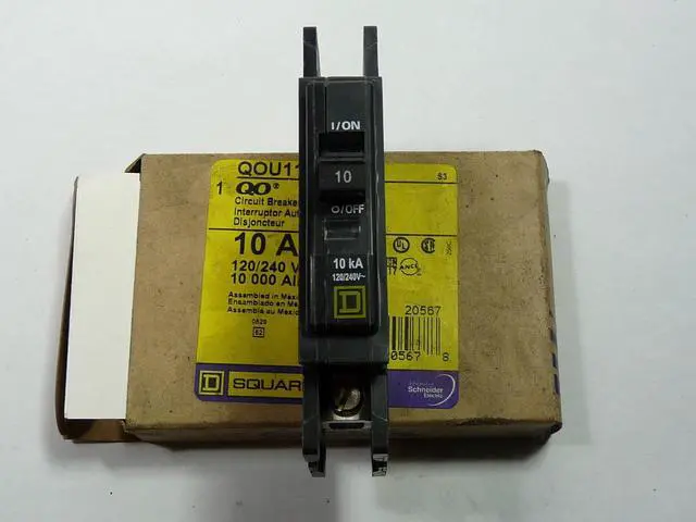 Alt view image 3 of 7 - SQUARE D QOU110 Miniature Circuit Breaker, QO Series, 10A, 1 Pole, 120/240V AC,
