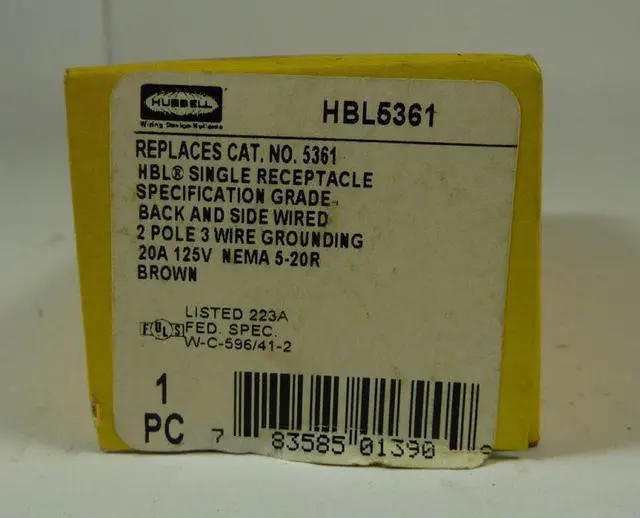 Alt view image 2 of 6 - HUBBELL WIRING DEVICE-KELLEMS HBL5361 Straight Blade Receptacle, 5-20R, 20 A,