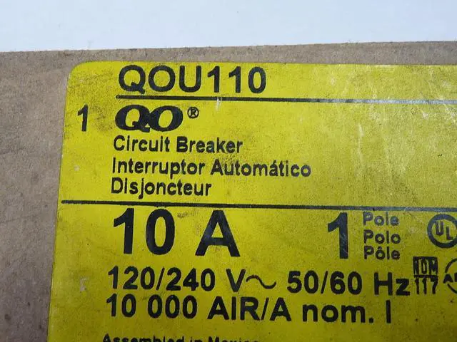 Alt view image 4 of 7 - SQUARE D QOU110 Miniature Circuit Breaker, QO Series, 10A, 1 Pole, 120/240V AC,