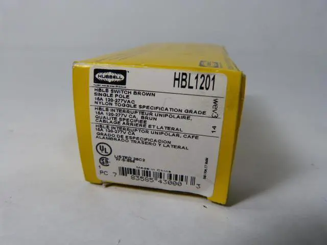 Alt view image 4 of 6 - HUBBELL WIRING DEVICE-KELLEMS HBL1201 Wall Switch,1-Pole,120/277V,15A,Brown