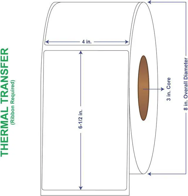 Main image of 4" x 6-1/2" General Use Labels, Non-Perf Thermal Transfer Labels, 900 per roll (4 Rolls per Carton)