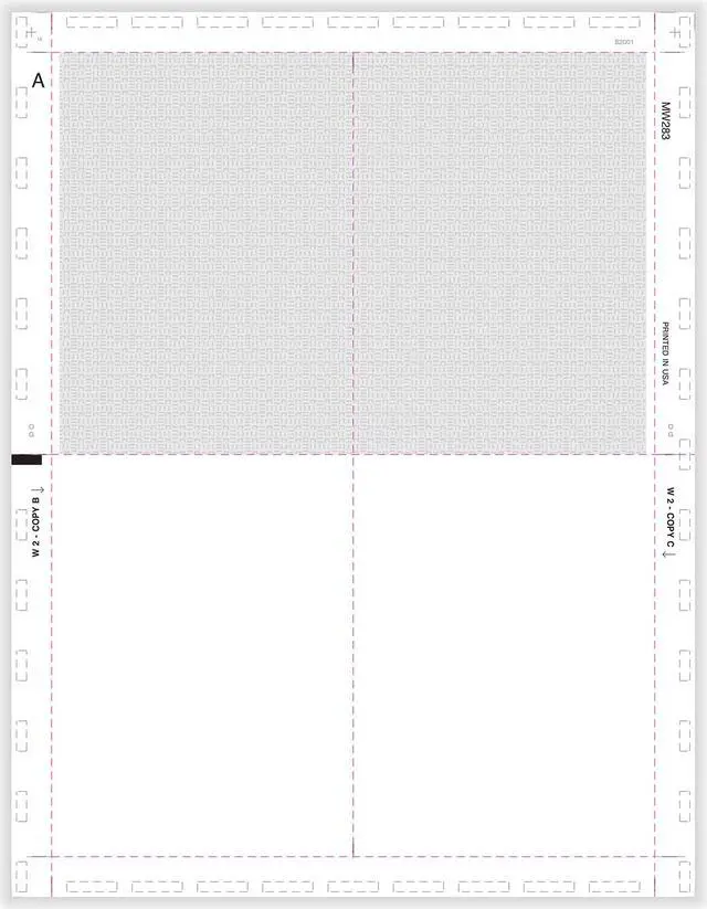 Main image of TFP 11" W-2 4-Up Box With Printed Backer Copy B  V-Fold Duplex - Pack of 500