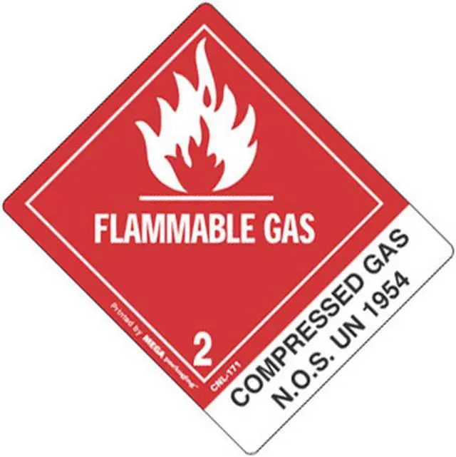 Main image of 4" x 4-3/4" Flammable Gas - Compressed Gases, Flammable, N.O.S. UN1954 Labels (500 per Roll)