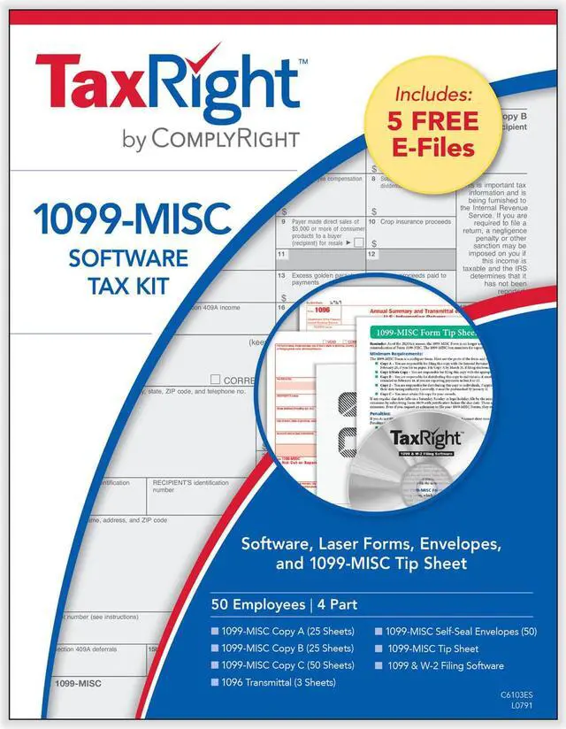Main image of 4-Part 1099-MISC Kits with TaxRight Software (50 Employees)