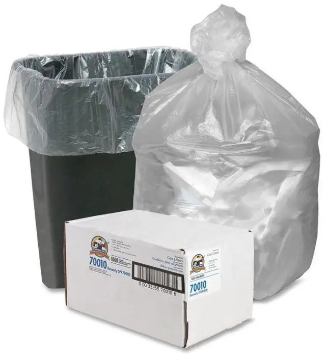 Alt view image 3 of 11 - Genuine Joe Can Liners 7-10 Gal 6mic/.20mil 24"x23" 1000/CT Translucent 70010