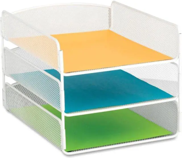 Alt view image 4 of 10 - Safco Onyx Letter Tray - 3 Compartment(s) - 3 Tier(s) - 8" Height x 9.3" Width x 11.8" Depth - Desktop - White - Steel -