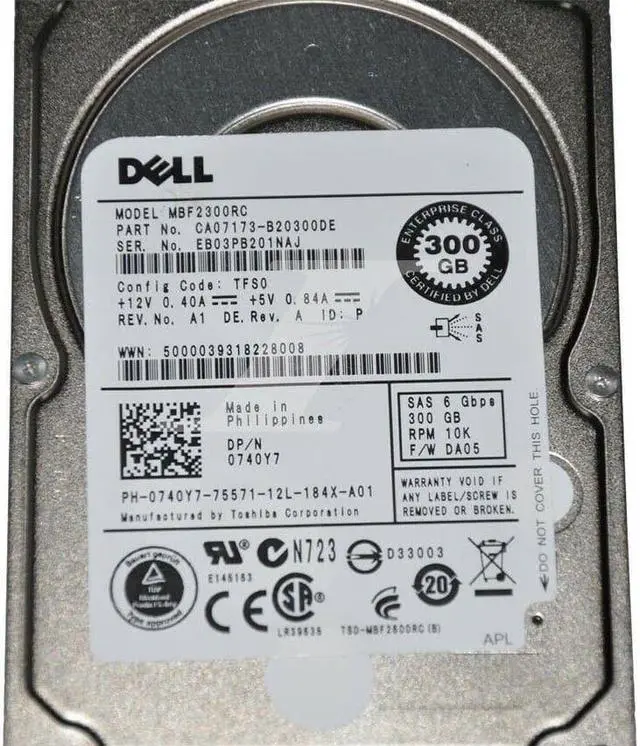 Alt view image 3 of 3 - Dell 740Y7 300GB 10K 2.5" SAS Hard Drive