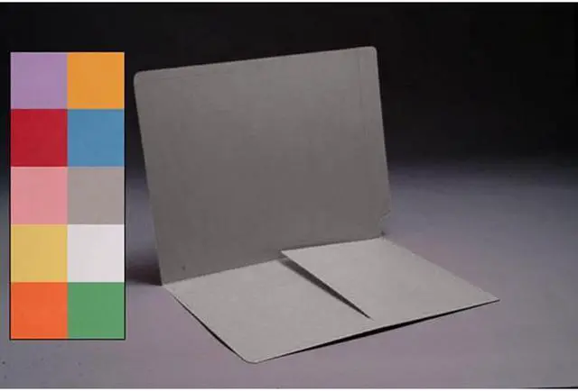 Main image of 14pt Gray Folders, Full Cut END TAB, Letter Size, 1/2 Pocket Inside Front (Box of 50)
