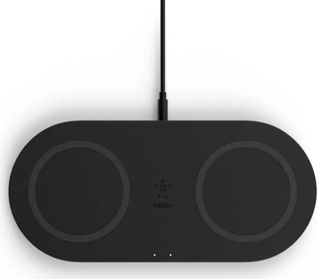 Alt view image 3 of 16 - Belkin Dual Wireless Charger (Dual Wireless Charging Pad 10W for iPhone 11, 11 Pro, 11 Pro Max, Galaxy S20, S20+, S20 Ultra, Pixel 4, 4XL, AirPods and More), Black