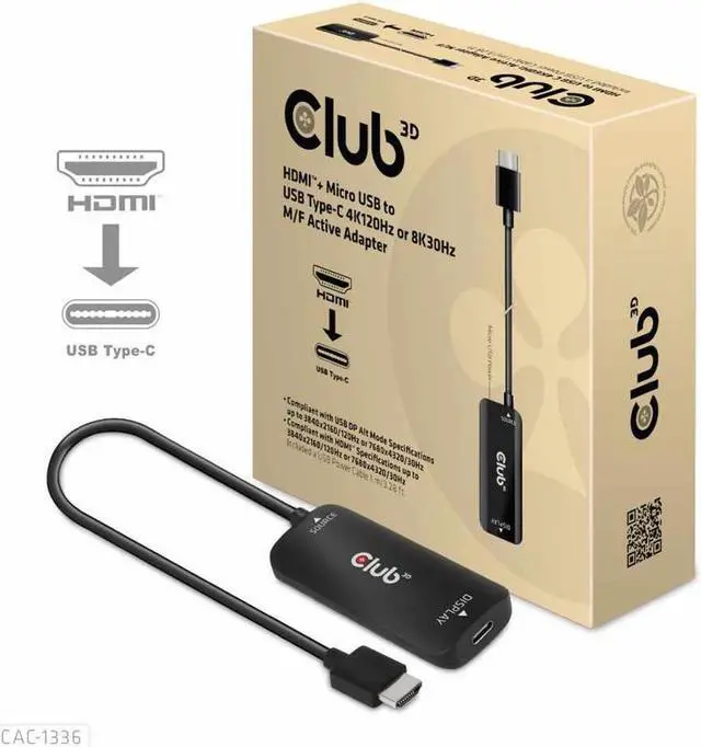 Alt view image 9 of 11 - Club 3D HDMI+Micro USB to USB-C Active Adapter CAC1336
