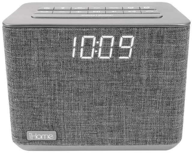 Main image of iHome Bluetooth Dual Alarm FM Clock Radio USB Charge Grey Speakers and Alarm Clocks