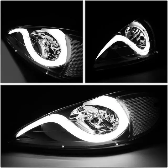 Alt view image 3 of 7 - DNA Motoring HL-HPL-PGAM99-BK-CL1 For 1999 to 2005 Pontiac Grand Am LED DRL Light Bar Headlight Black Housing Clear Corner Headlamp 00 01 02 03 04 Left + Right