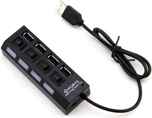 Main image of New 4 Port USB 2.0 High Speed HUB ON/OFF Sharing Switch For Laptop PC Black