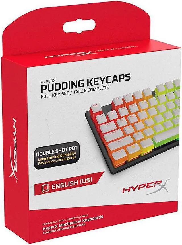 Alt view image 3 of 14 - HyperX Pudding Keycaps - Double Shot PBT Keycap Set with Translucent Layer, for Mechanical Keyboards, Full 104 Key Set, OEM Profile, English (US) Layout – White
