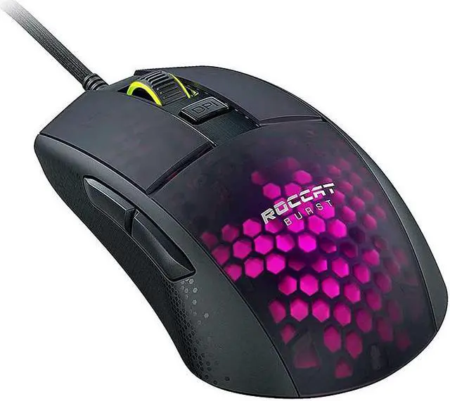 Alt view image 3 of 20 - ROCCAT Burst Pro PC Gaming Mouse, Optical Switches, Super Lightweight Ergonomic Wired Computer Mouse, RGB Lighting, Titan Scroll Wheel, Honeycomb Shell, Claw Grip, Owl-Eye Sensor, 16K DPI, Black
