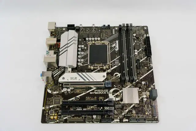 Main image of ASUS PRIME B760M-A D4 Intel B760 (LGA 1700)(13th and 12th Gen)  mATX motherboard, PCIe 4.0, two M.2 slots, Realtek 2.5Gb Ethernet,  DisplayPort, Dual HDMI, SATA 6 Gbps, rear USB 3.2 Gen 2