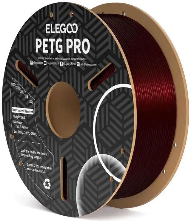 Main image of Elegoo PETG Pro Filament Burgundy Red 1.75mm Spool, 1kg