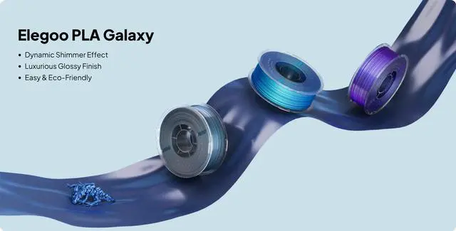 Alt view image 2 of 6 - Elegoo PLA Galaxy Peacock Blue 1.75mm 3D Printing Filament Spool, 1kg