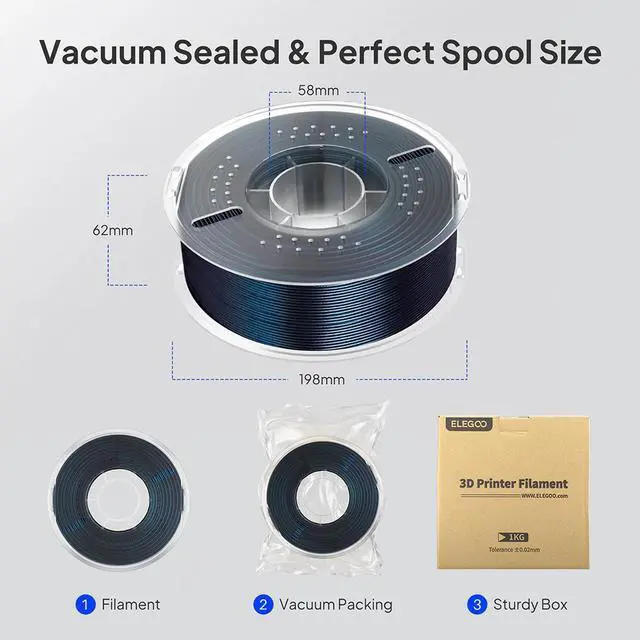 Alt view image 3 of 5 - Elegoo PLA Galaxy Black 1.75mm 3D Printing Filament Spool, 1kg