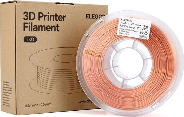 Alt view image 2 of 5 - Elegoo PLA Filament 1kg 1.75mm, Silk Red Copper