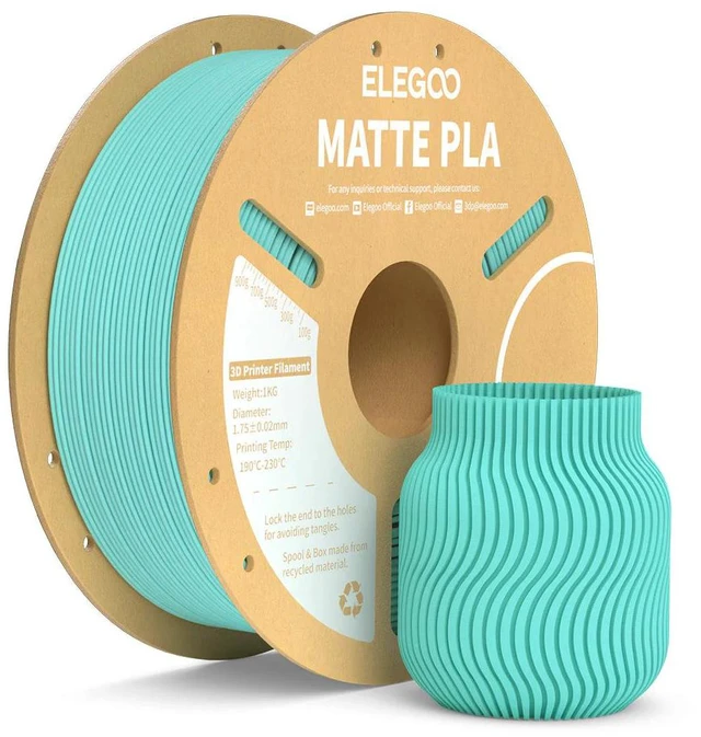 Main image of Elegoo PLA Matte Filament, 1.75mm, 1kg, Teal Green
