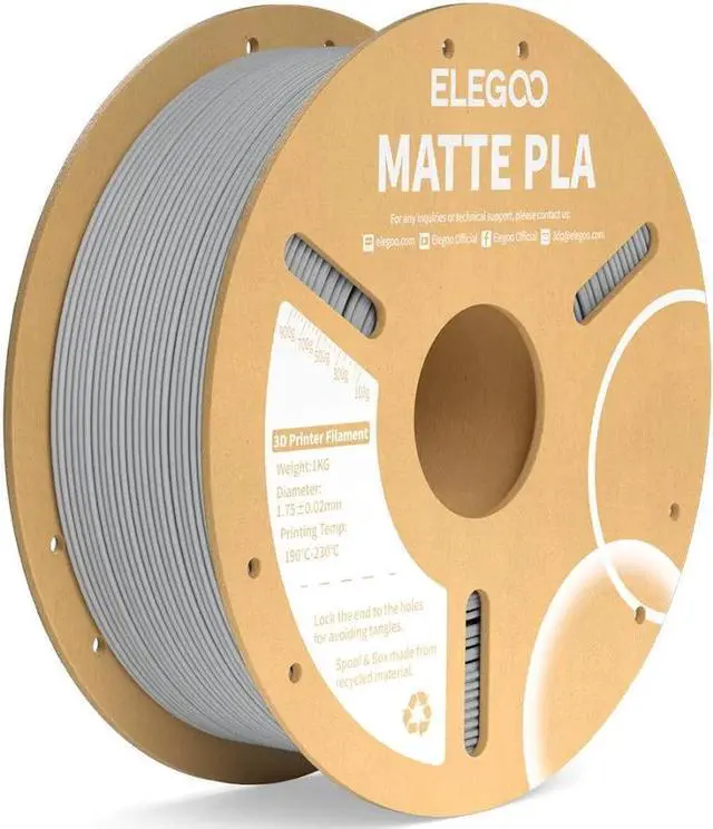 Alt view image 2 of 7 - Elegoo PLA Matte Filament, 1.75mm, 1kg, Slate Grey