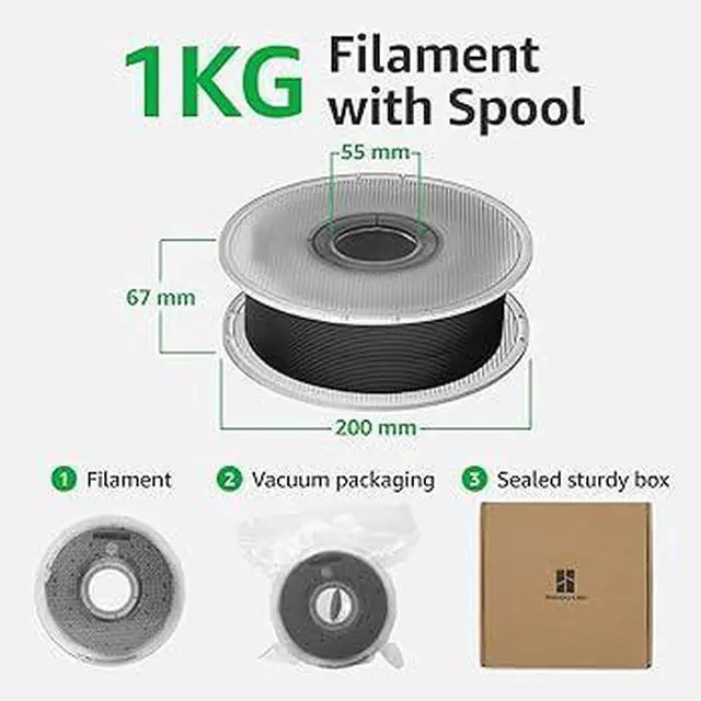 Alt view image 5 of 7 - Bambu Lab PLA Basic Filament, Black, 1kg w/ Spool