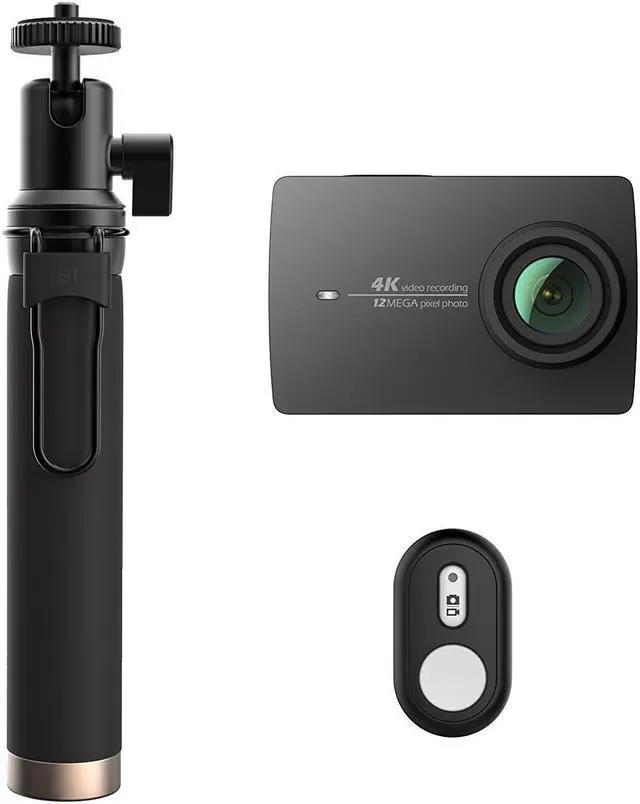 Main image of YI 4K Action Camera with Selfie Stick & Bluetooth Remote (US Edition) Night Black