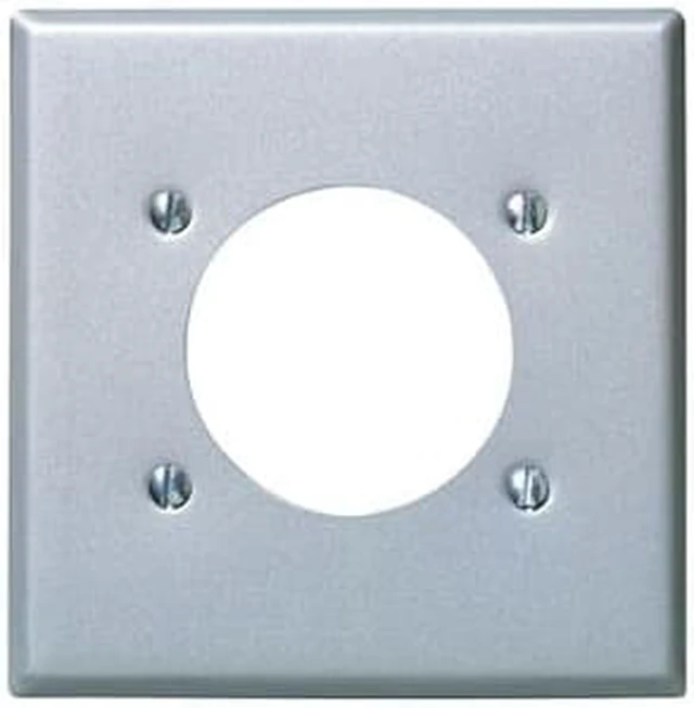 Alt view image 6 of 6 - Leviton 4934 2-Gang Flush Mount 2.15 Inch Dia. Device Receptacle Wallplate, Standard Size, Steel, Device Mount, Aluminum