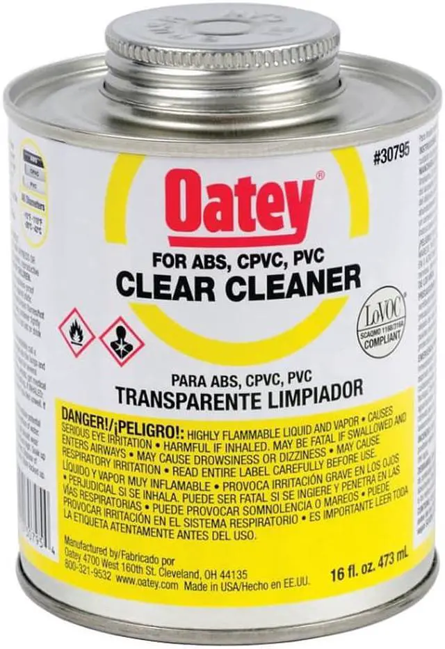 Alt view image 8 of 9 - OATEY 30795 Pipe Cleaner,Low VOC,16 oz.,Clear