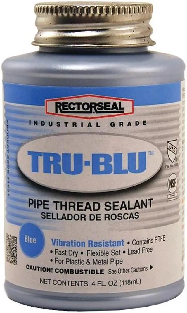 Alt view image 8 of 8 - RECTORSEAL 31631 Pipe Thread Sealant 4.8 fl oz, Brush-Top Can, Tru-Blu, Blue,