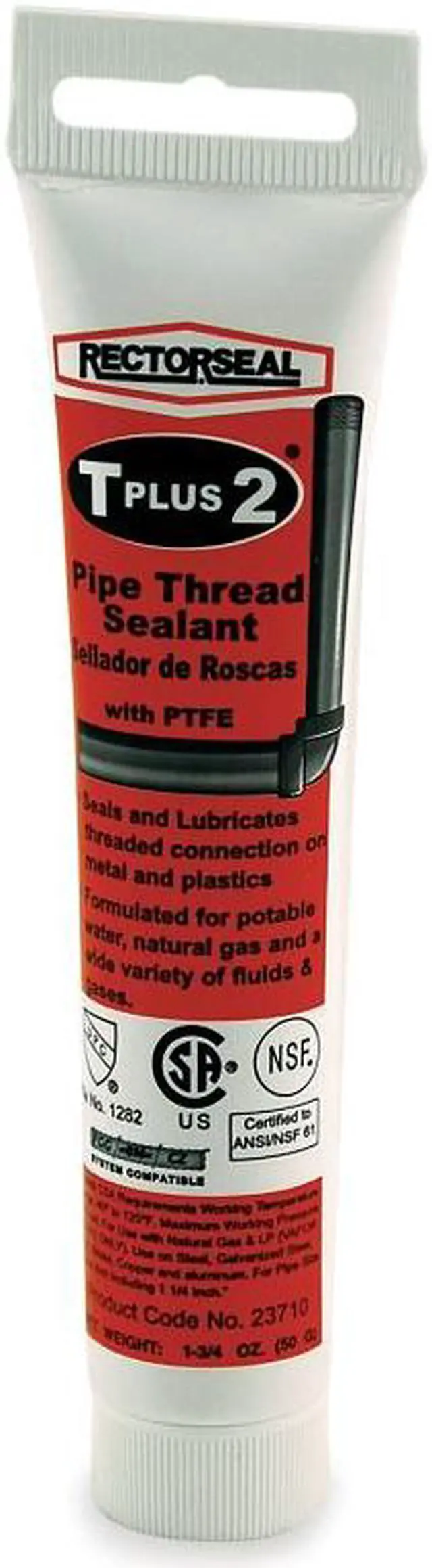 Alt view image 3 of 4 - RECTORSEAL 23710 Pipe Thread Sealant 1.8 fl oz, Tube, T Plus 2, White, Paste