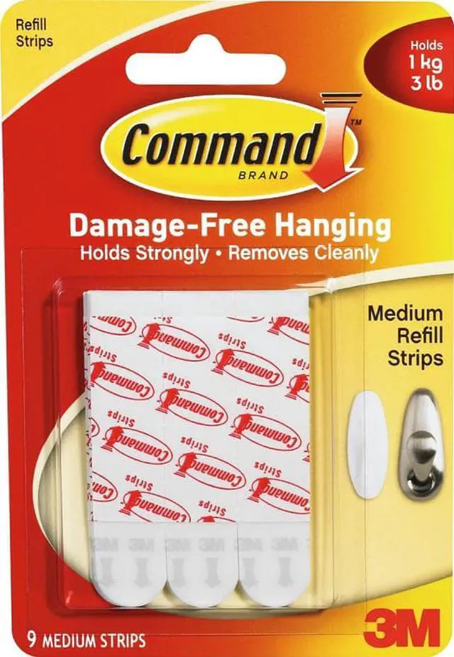 Alt view image 4 of 15 - Command Medium Refill Mounting Adhesive Strip (9 Count) 17021P-ES-9PK - OEM