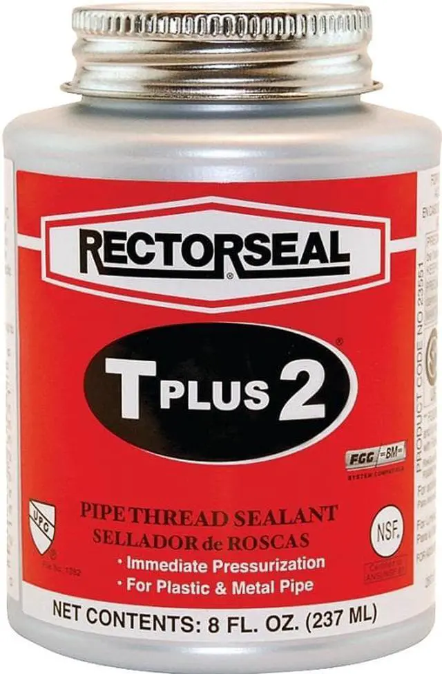 Main image of RECTORSEAL 23551 Pipe Thread Sealant 9.6 fl oz, Brush-Top Can, T Plus 2, White,