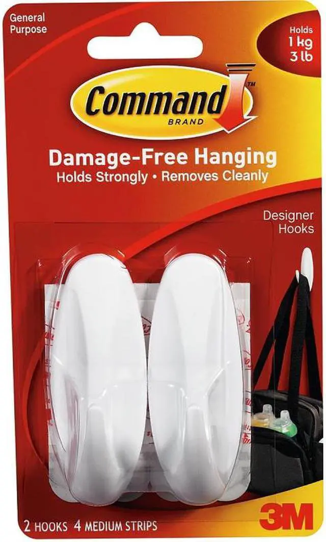 Alt view image 3 of 16 - 3M 17081 Command Designer Medium Hooks 2 hooks, 4 strips