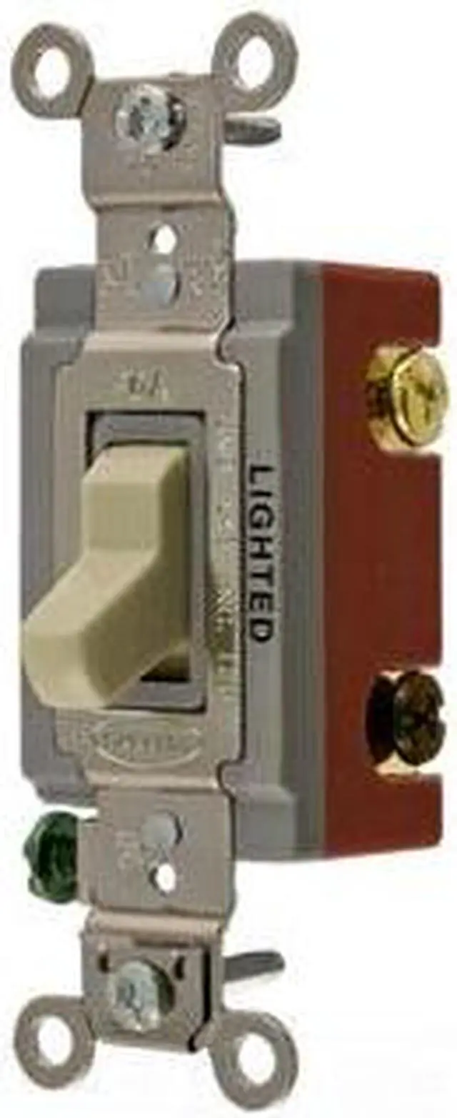 Alt view image 3 of 3 - HUBBELL WIRING DEVICE-KELLEMS HBL1223IL Illuminated Wall Switch,3-Way,20A,Ivory