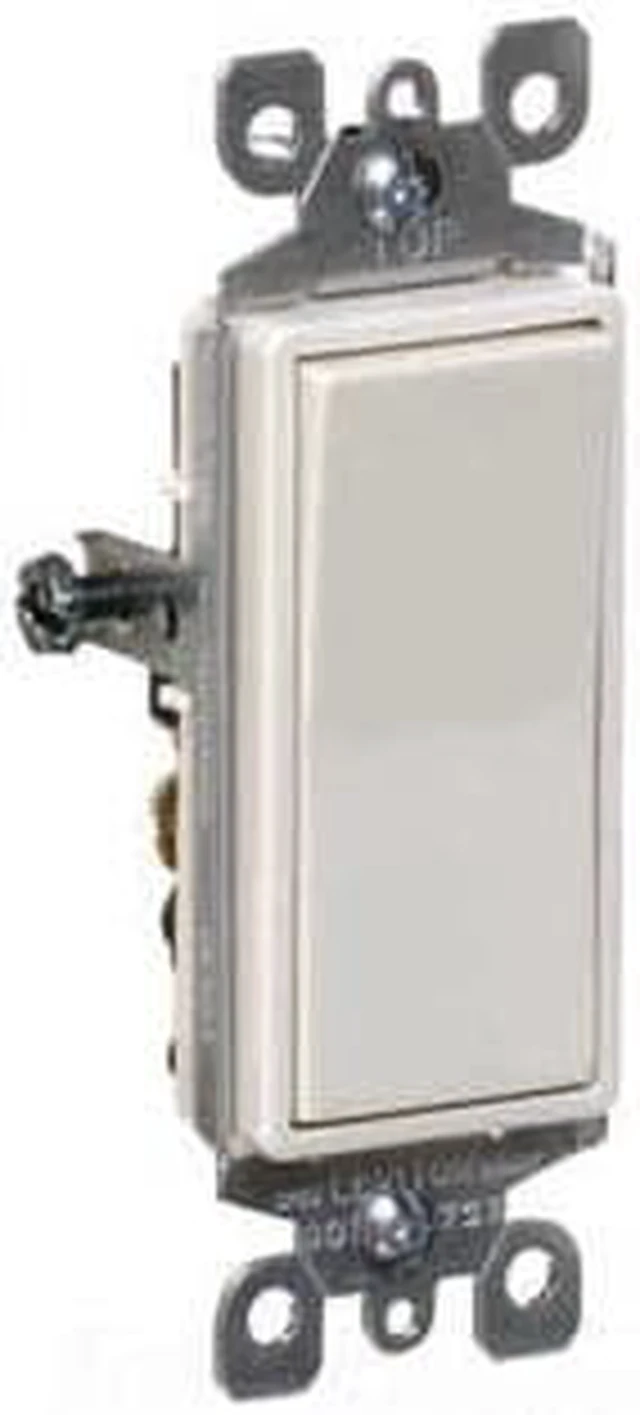 Alt view image 3 of 3 - Leviton 5601-2A Almond Decora Single Pole Rocker Light Switch 15A