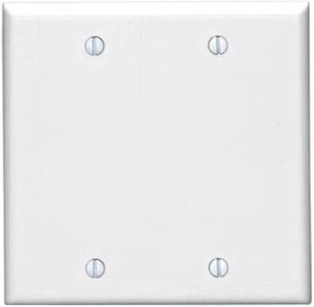 Alt view image 8 of 10 - Leviton 88025 White Two Gang Blank Wall Plate